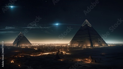 view of the city alien civilization in ancient egypt  pyramid  wallpaper