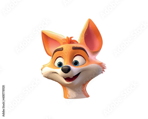 Vector illustration of a cartoon fox with a smile
