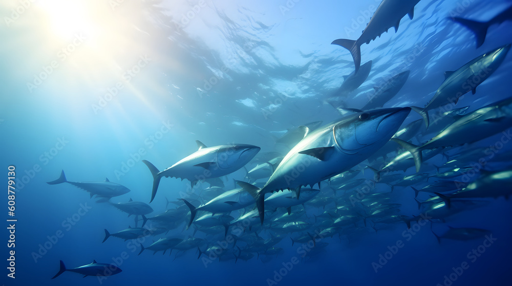 Fototapeta premium Thriving Tuna: An Insight into Sustainable Tuna Fisheries and Marine Studies