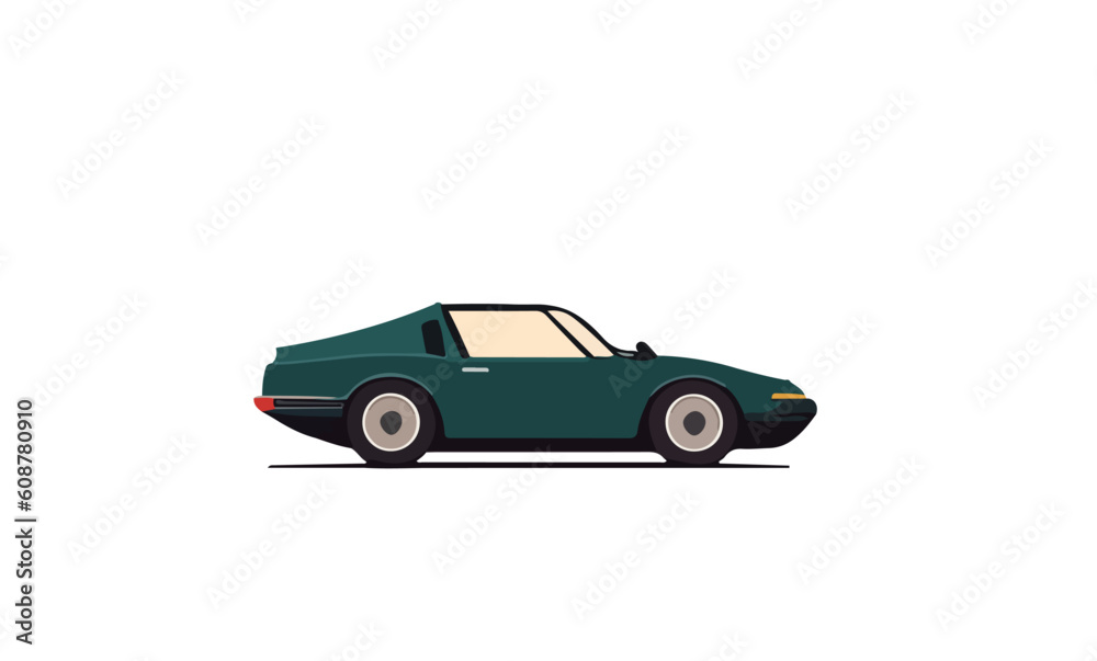 Vector illustration of 90s retro car isolated on white background