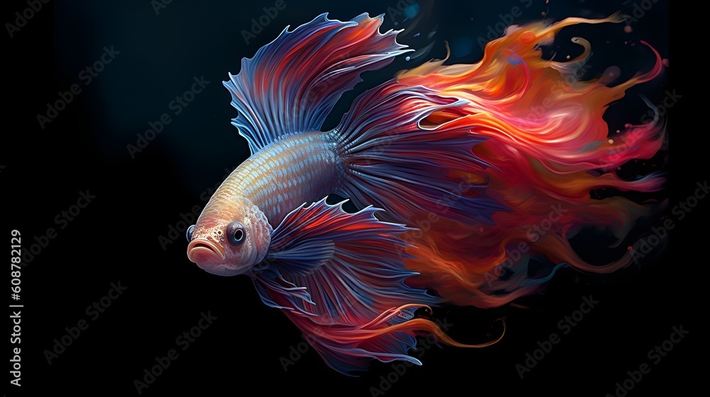 Fototapeta premium Artistic Depiction of a Fighting Fish in Fantasy Colors