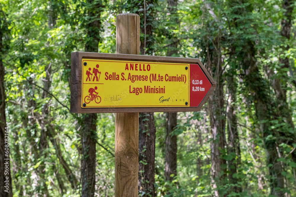 Ring of Saint Agnes in Gemona del Friuli. Walks and mountain trails surrounded by nature. Path that develops in a ring. Excursion to the village of Sant'Agnese.