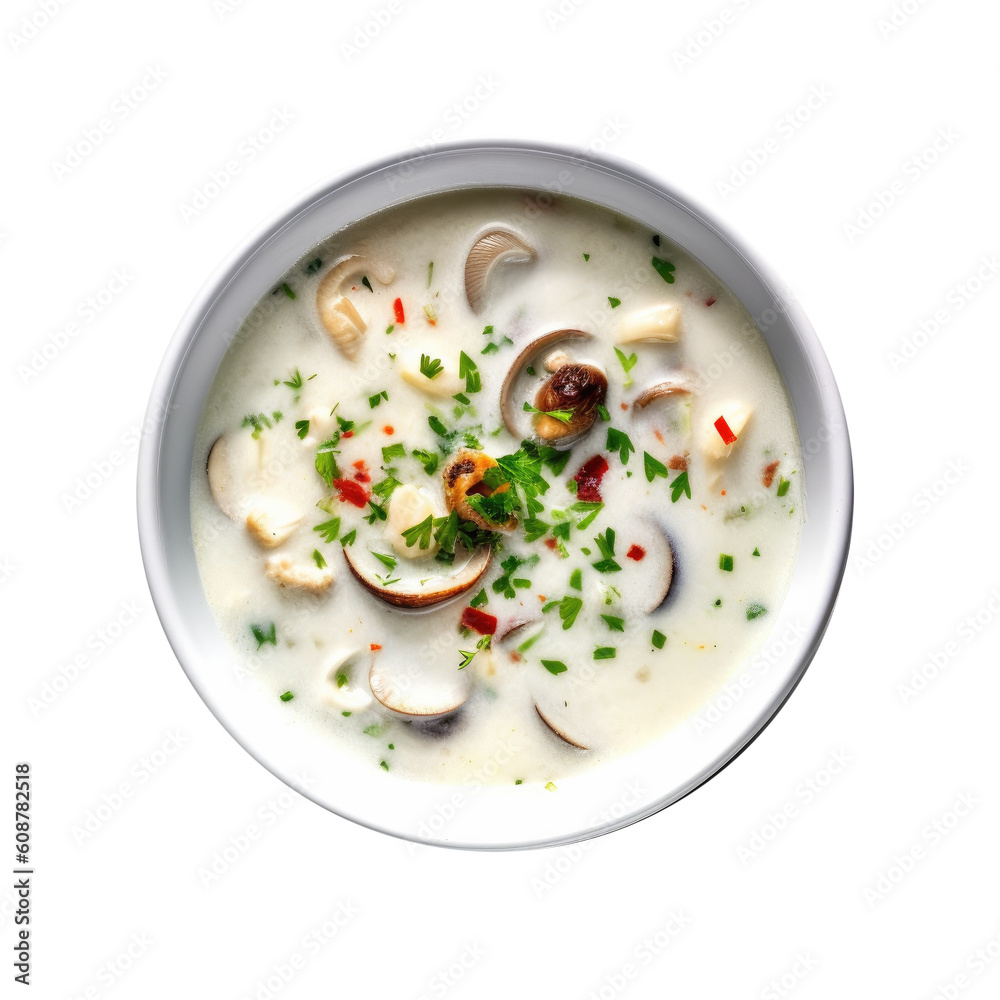 Delicious Bowl of Clam Chowder Isolated on a Transparent Background. Generative AI Delicious Bowl of Clam Chowder Isolated on a Transparent Background. Generative AI
