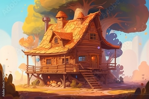 Cute magical log house 