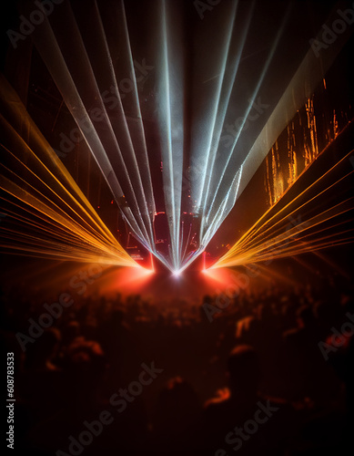 Concert laser beams, created with generative AI