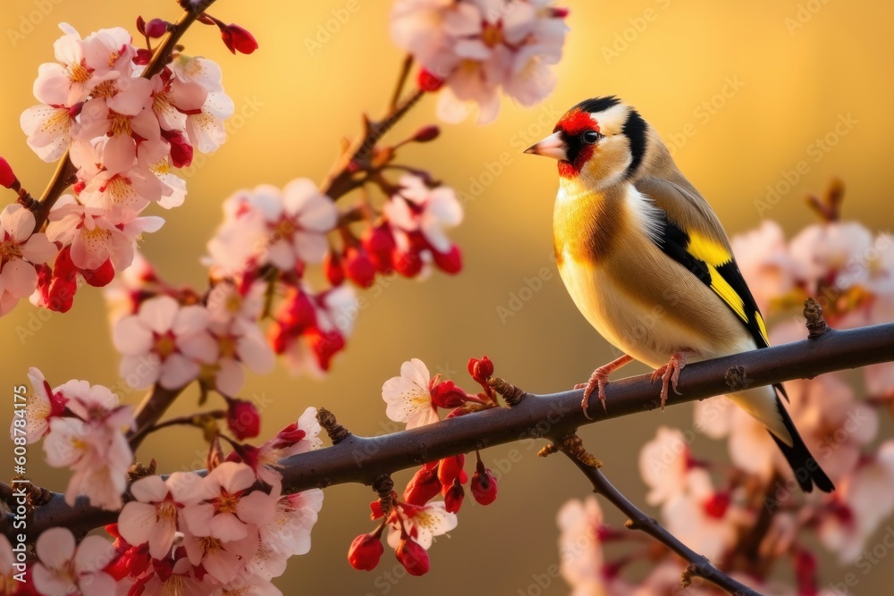 Goldfinch (Carduelis carduelis) - Single bird. Generative AI Goldfinch (Carduelis carduelis) - Single bird. Generative AI
