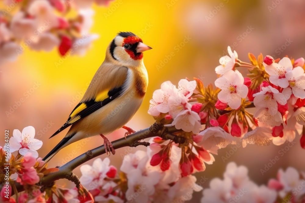 Goldfinch (Carduelis carduelis) - Single bird. Generative AI