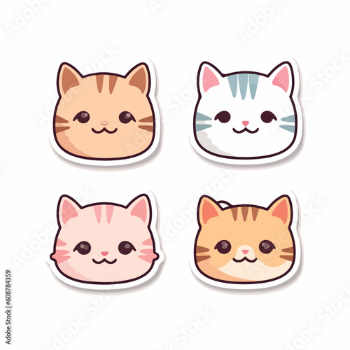 Fototapeta Naklejka Na Ścianę i Meble -  Cute and funny cats doodle vector set. Cartoon cat or kitten characters design collection with flat color. 