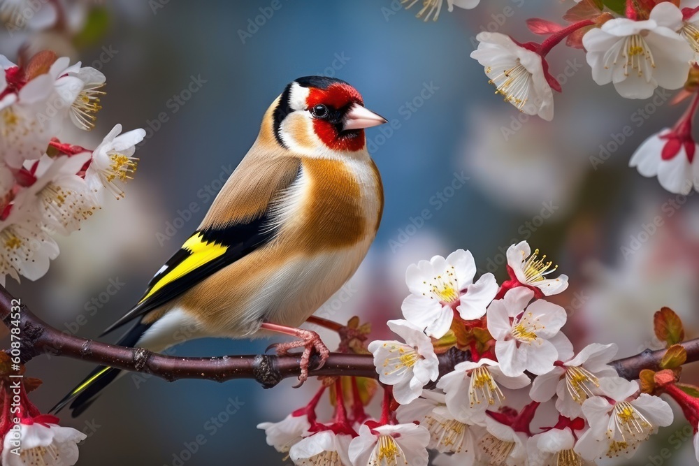 Goldfinch (Carduelis carduelis) - Single bird. Generative AI Goldfinch (Carduelis carduelis) - Single bird. Generative AI