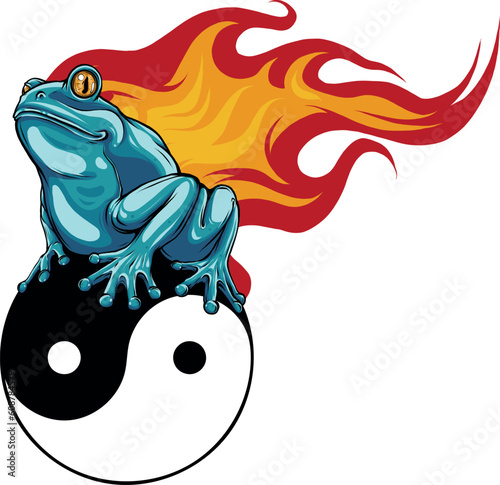 vector illustartion of Ying yang symbol under the frog