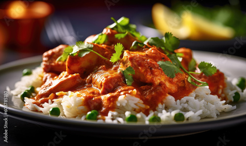 Tasty butter chicken curry dish from Indian cuisine.