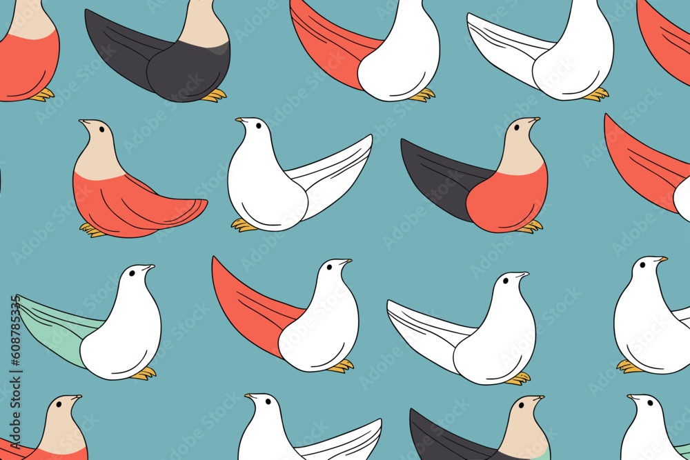 Doodle inspired Pigeon pose pattern pattern, cartoon sticker, sketch ...