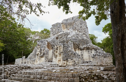 The Mayan Ruins of Chicanna in Campeche, Mexico, Best Known for its Huge Earth Monster Building photo