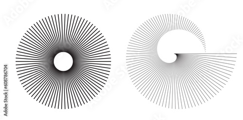 Advertisement flyer design elements. White background with elegant graphic sun lines rays from the center. Vector illustration EPS 10 for template brochure, layout leaflet, newsletters, flyer, banners
