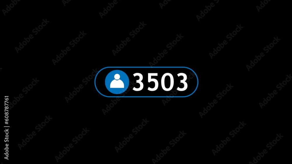 Animated growing number of user follower on social media user account symbol. 4K Video motion graphic animation with alpha channel. Growing users following number Counter Badge. Animated growing number of user follower on social media user account symbol. 4K Video motion graphic animation with alpha channel. Growing users following number Counter Badge.