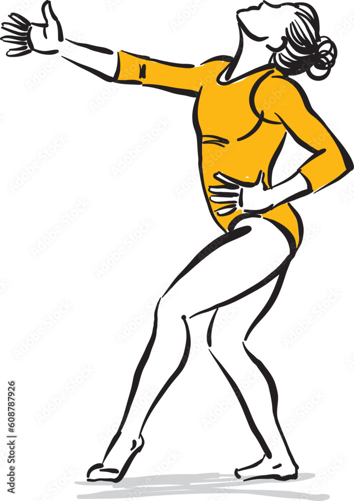 Fototapeta premium Gymnastics WOMAN 6 sports profession work doodle design drawing vector illustration
