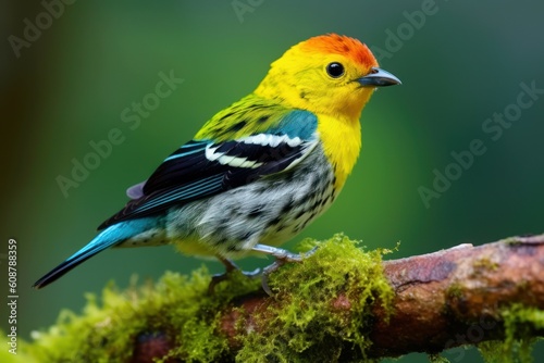 Multi colored Tanager (Chlorochrysa nitidissima) is a species. Generative AI. photo
