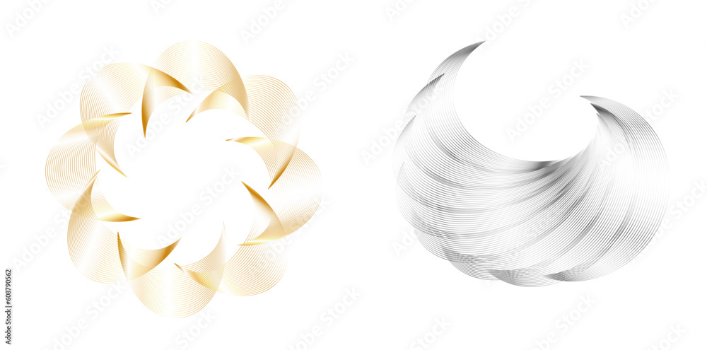 Design elements. Wave of many purple lines circle ring. Abstract vertical wavy stripes on white background isolated. Vector illustration EPS 10. Colourful waves with lines created using Blend Tool