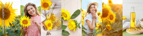 Collage of young woman with...