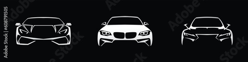 set of premium luxury escort garage showroom services, car wash and auto detailing logo vectors with car outlines