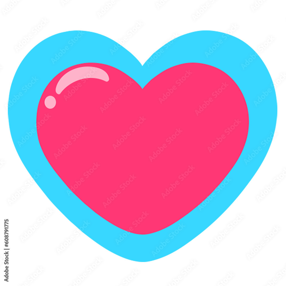 Heart 3D shape pink color with blue edge graphic png clipart Heart 3D shape pink color with blue edge graphic png clipart