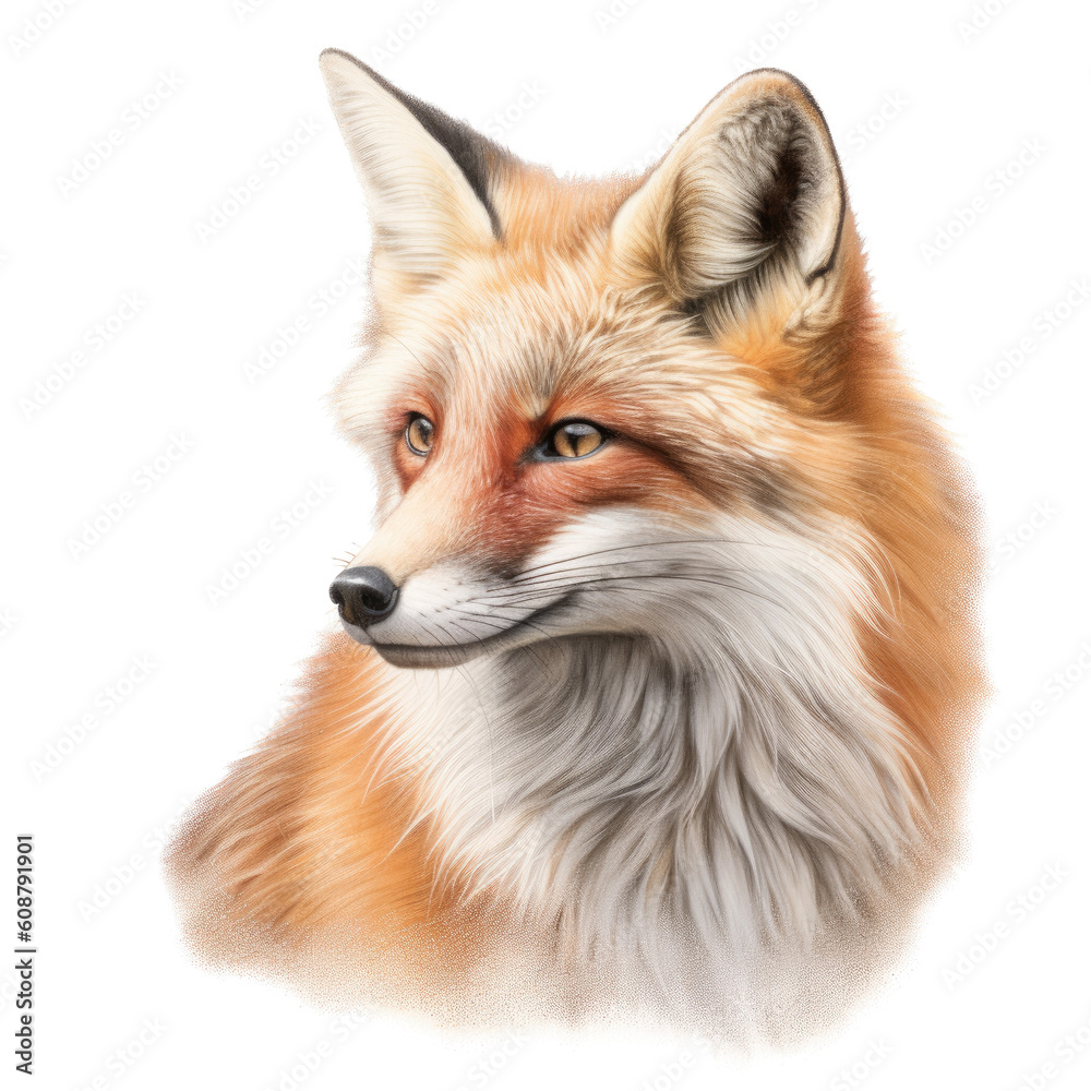 a Red Fox portrait in a Wildlife-themed, photorealistic illustration in a PNG format, cutout, and isolated. Generative AI a Red Fox portrait in a Wildlife-themed, photorealistic illustration in a PNG format, cutout, and isolated. Generative AI