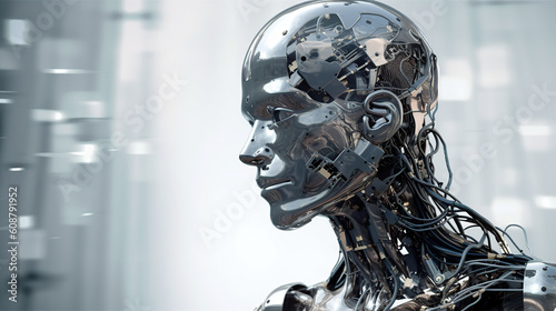 robot face, Artificial intelligence concept Generative AI