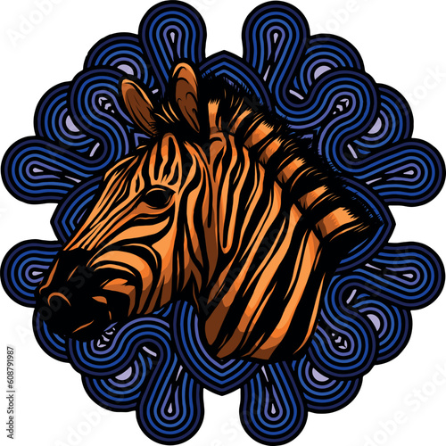 vector illustration of Zebra head with decoration