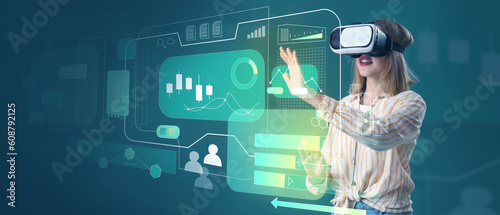 Young woman with VR glasses...