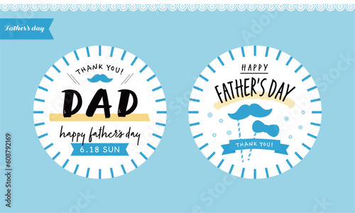 父の日のメッセージセット - ひげと蝶ネクタイとのかわいいPOP -  6月18日の日付入り