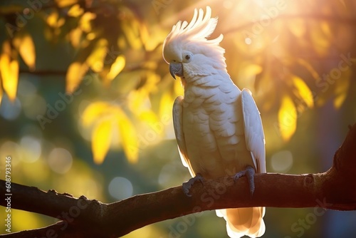 Sulphur-crested cockatoo (Cacatua galerita) walking along. Generative AI