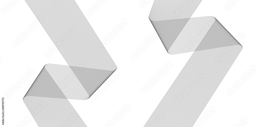 Design elements. Curved sharp corners many streak. Abstract vertical broken stripes on white background isolated. Creative band art. Vector illustration EPS 10. Black lines created using Blend Tool