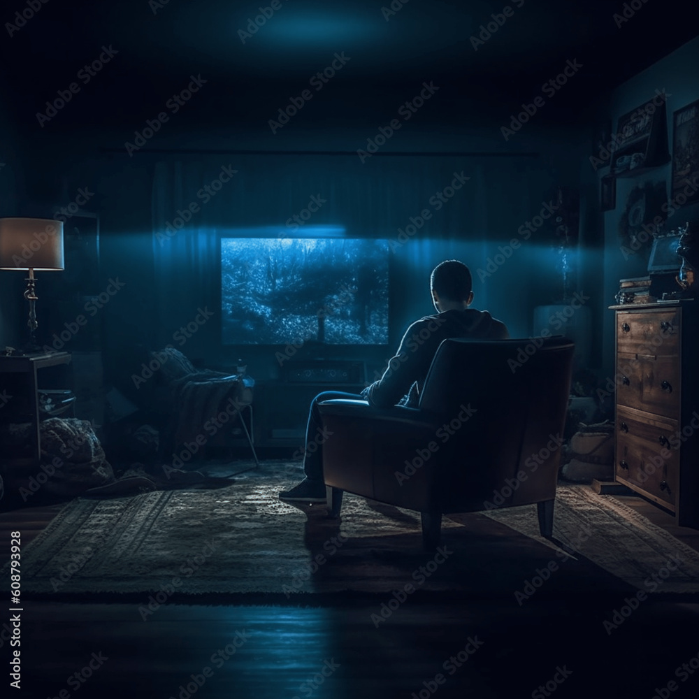 person sitting on a chair and watching in the room person sitting on a chair and watching in the room