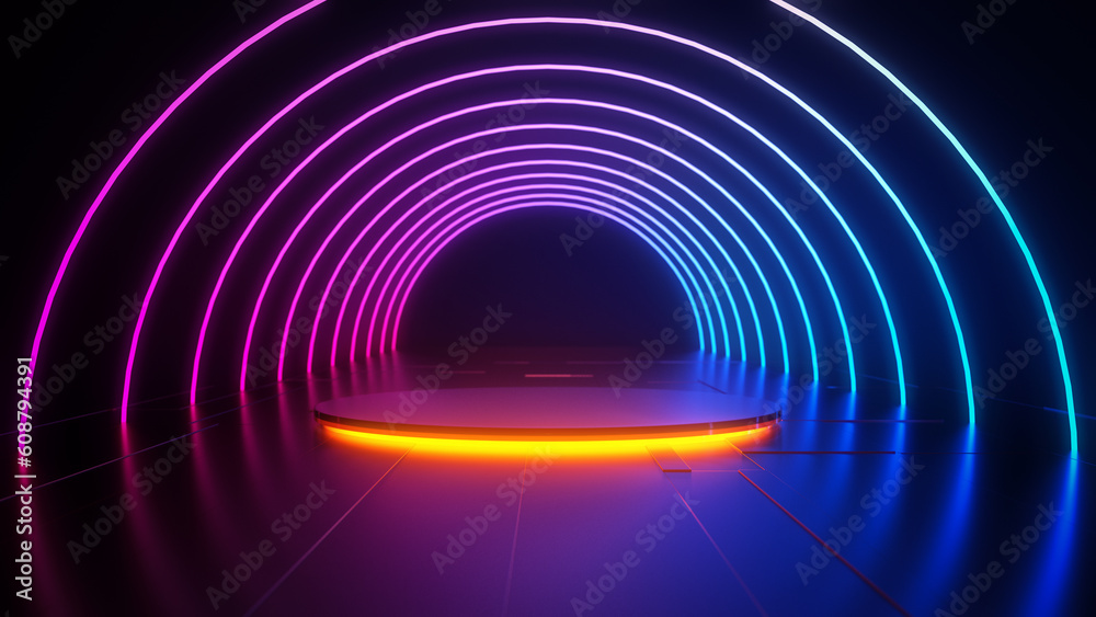 Glowing Futuristic Product Display Stand Podium Background - 3D Render Glowing Futuristic Product Display Stand Podium Background - 3D Render