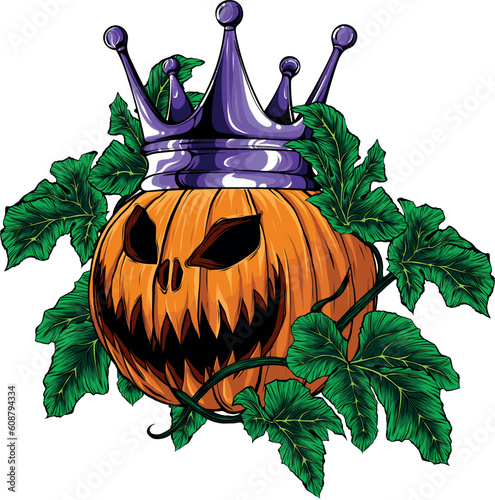 Happy Halloween Pumpkin King vector illustration on white background.