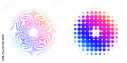 Set Design elements symbol Editable halftone frame dot circle pattern on white background. Vector illustration eps 10 frame with black random dots. Round border Icon using halftone circle dots text