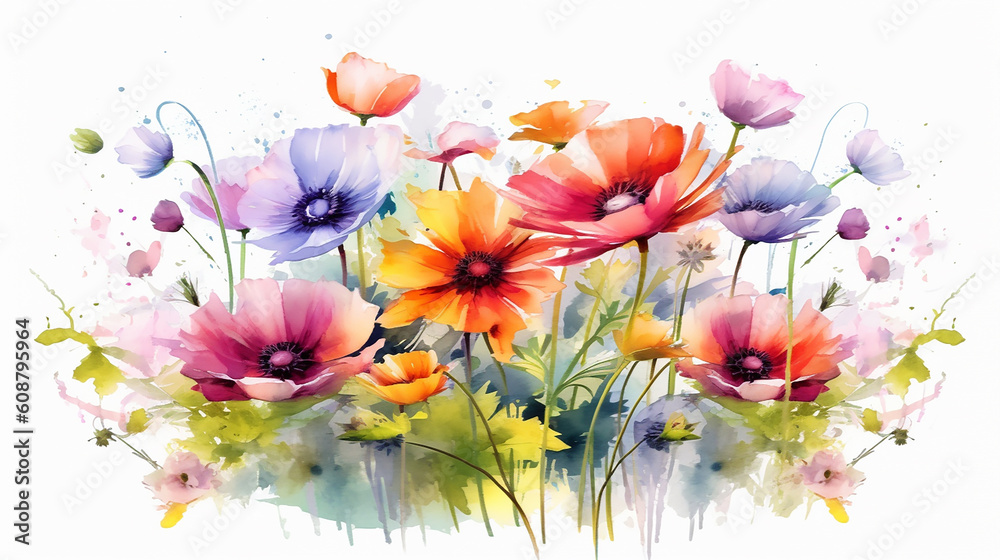 watercolor flowers for design
