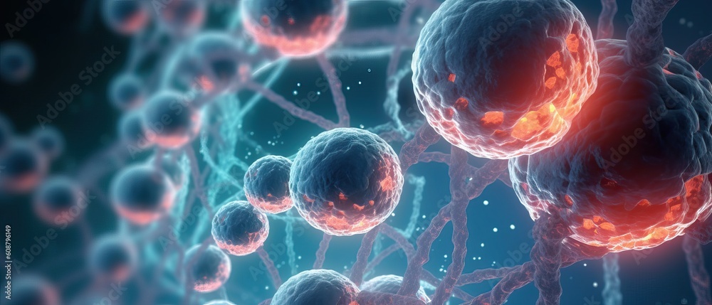 3d rendering of Human cell or Embryonic stem cell microscope background 3d rendering of Human cell or Embryonic stem cell microscope background