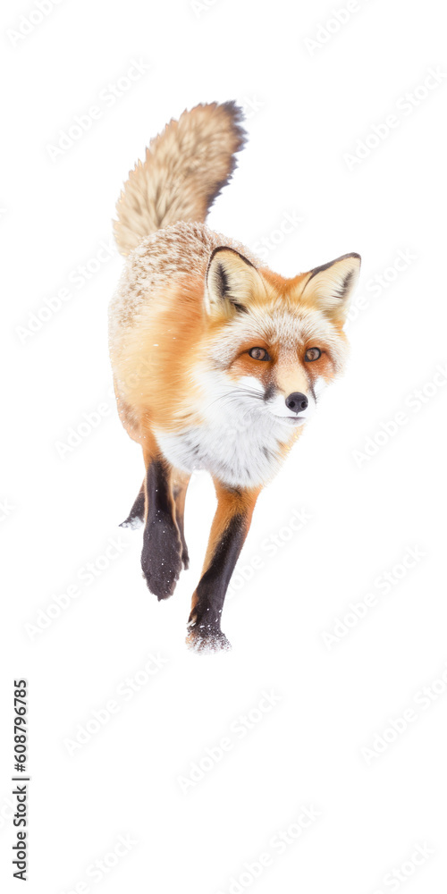 a red fox in motion in a 3/4 view as a transparent PNG Nature-themed, photorealistic illustration. Generative ai a red fox in motion in a 3/4 view as a transparent PNG Nature-themed, photorealistic illustration. Generative ai