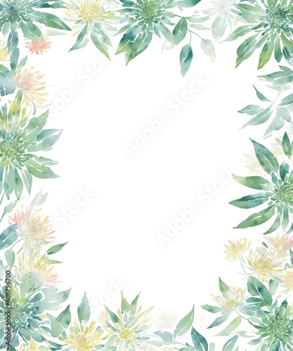 Watercolor drawing with chrysanthemums and leaves. Mother s Day card. Floral pattern for wallpaper or fabric. Templates for design  botanical illustration in watercolor style. Generative AI