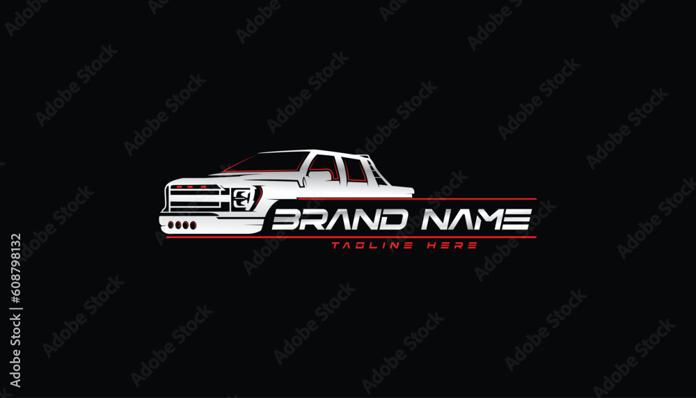 Fototapeta premium truck logo vector for detailing, wash, rental, and garage services with a premium outline silhouette look