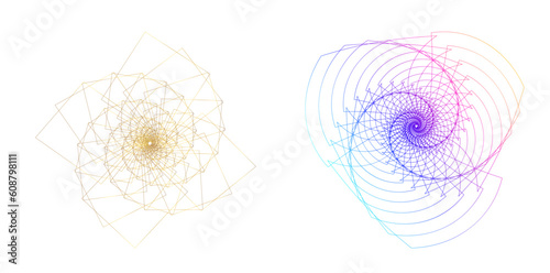 Abstract spiral rainbow design element on white background of twist lines. Vector Illustration eps 10 Golden ratio traditional proportions vector icon Fibonacci spiral. for elegant business card