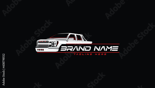 truck logo vector for detailing, wash, rental, and garage services with a premium outline silhouette look