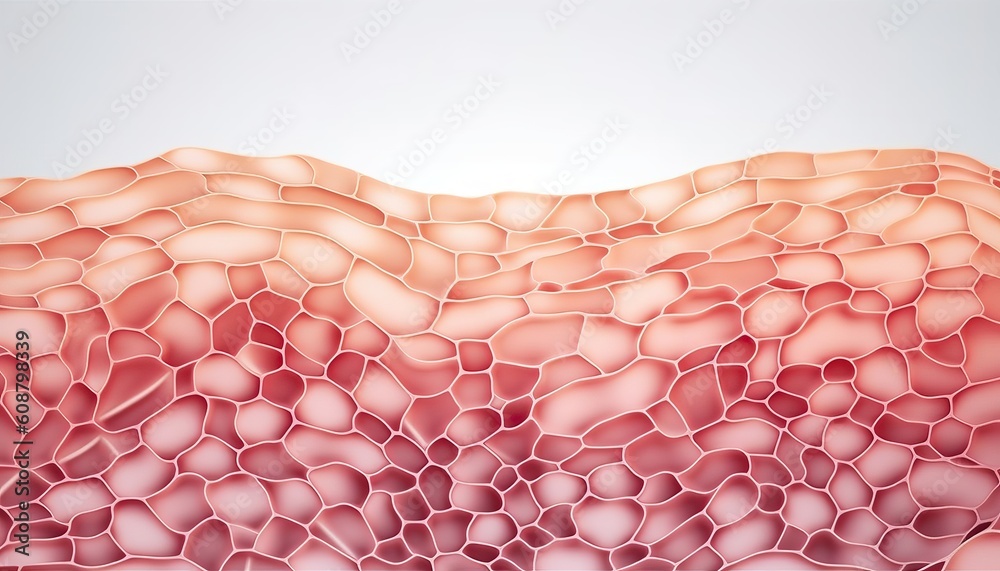 Saggy skin layer and skin cells, 3D rendering, beauty, and medicine ...