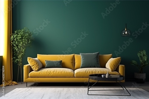 nterior of living room with sofa, modern home. Generative AI Technology © Tor Gilje