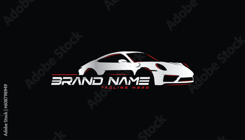 Sports car outline for detailing, garage, wash services car logo vector