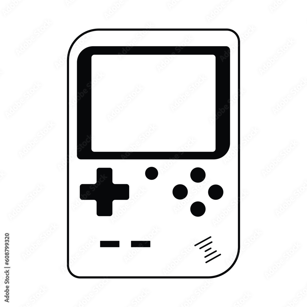 retro Handheld video game console from the 90s. Retro portable console game isolated on white background retro Handheld video game console from the 90s. Retro portable console game isolated on white background