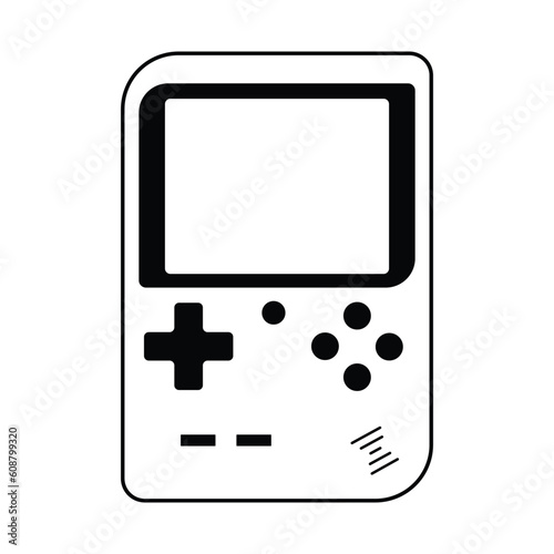 retro Handheld video game console from the 90s. Retro portable console game isolated on white background