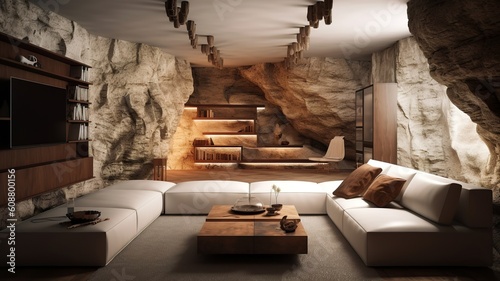 livingroom interior in the cave