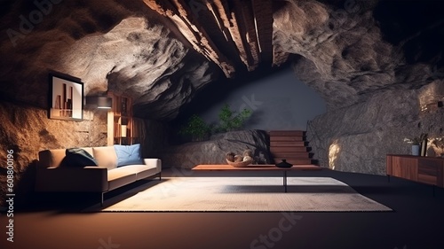 livingroom interior in the cave